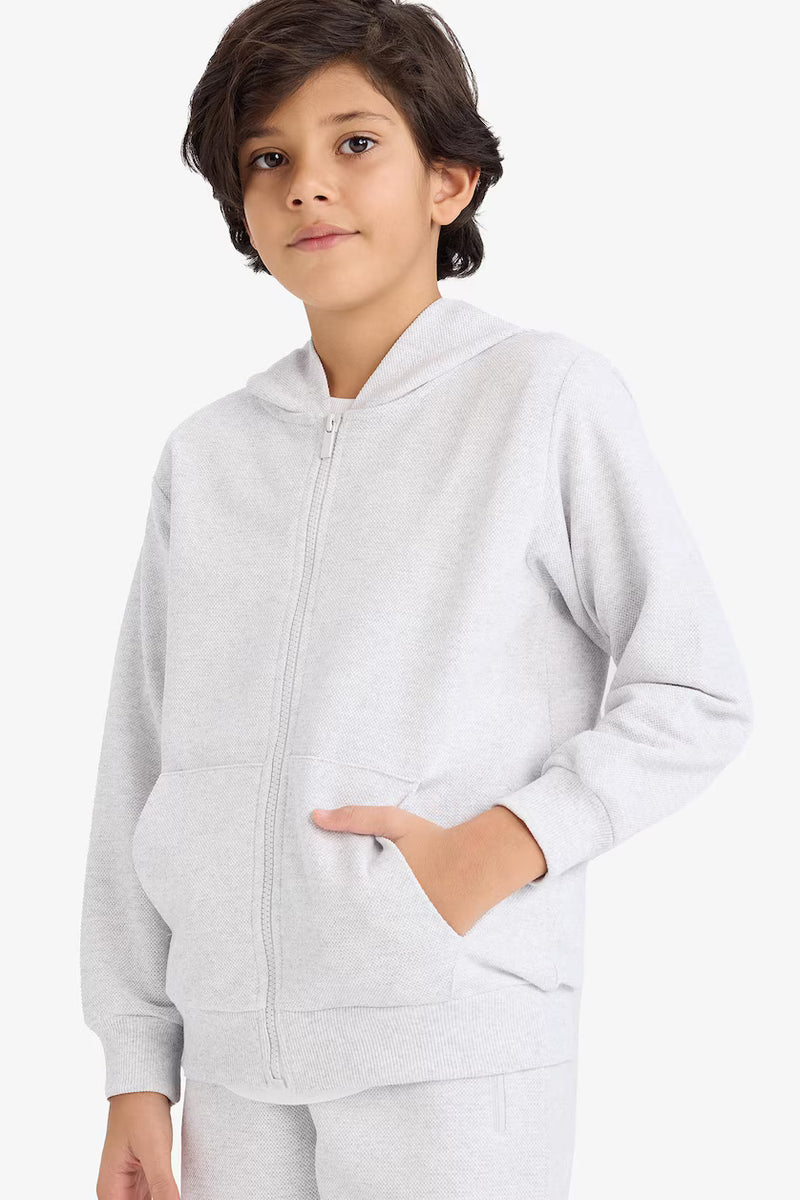 DeFacto : Boy Regular Fit Pique Zip-Up Hoodie