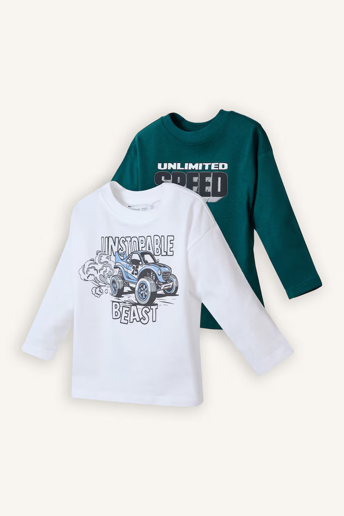 DeFacto : Baby Boy Regular Fit Printed 2 Piece T-Shirt
